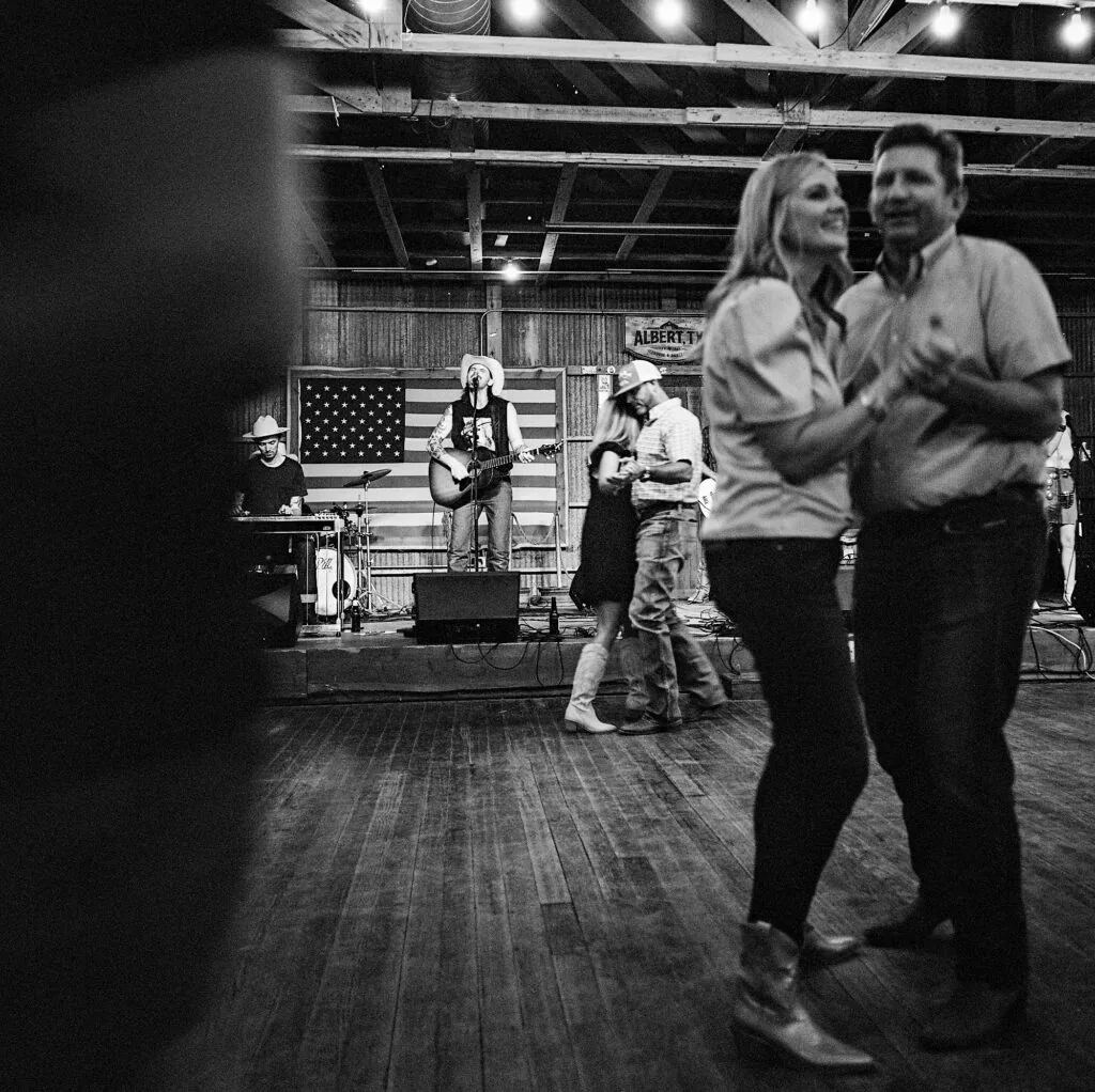 A packed dance floor at an All Hat No Cadillac performance in Albert, TX