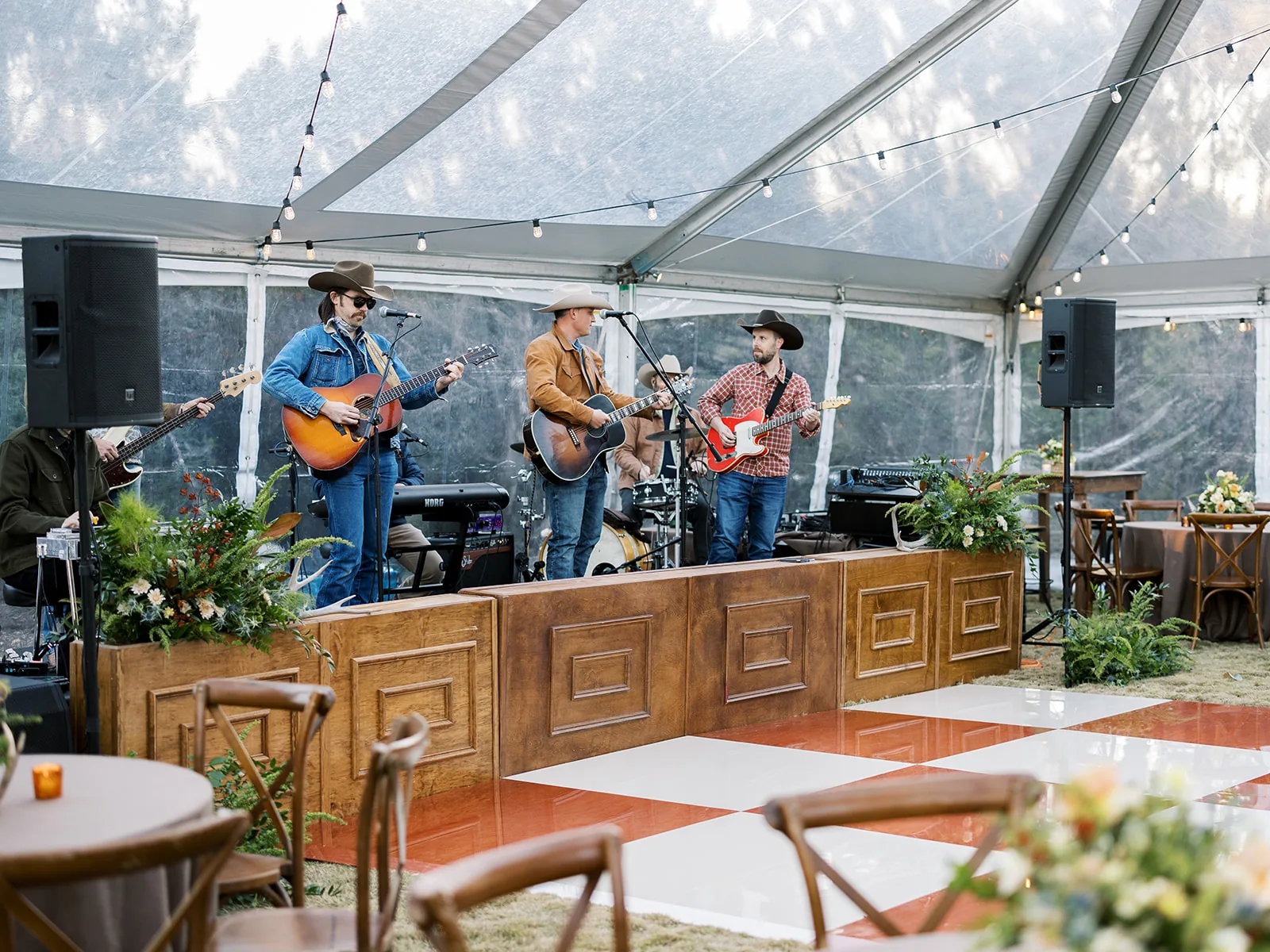 All Hat No Cadillac performing at private birthday party under elegant tent