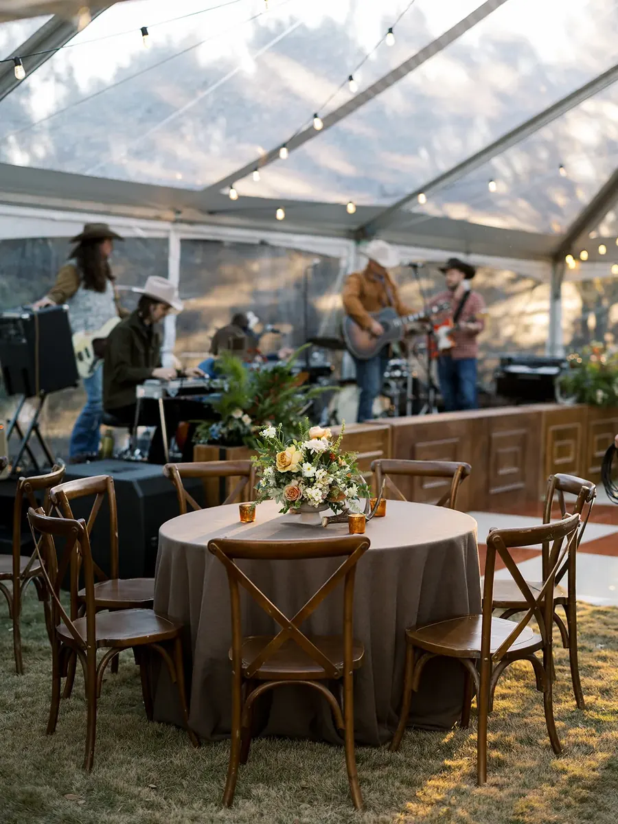 All Hat No Cadillac performing at upscale tented corporate event